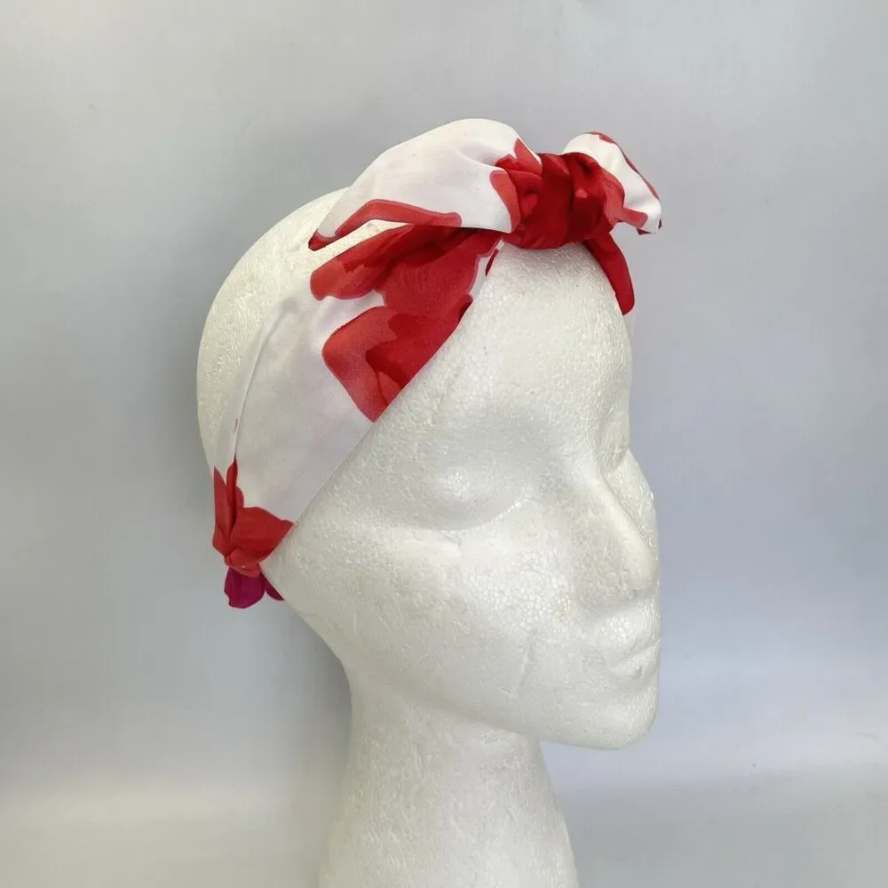 New Women Headband Hair Accessories knotted Red And White Floral